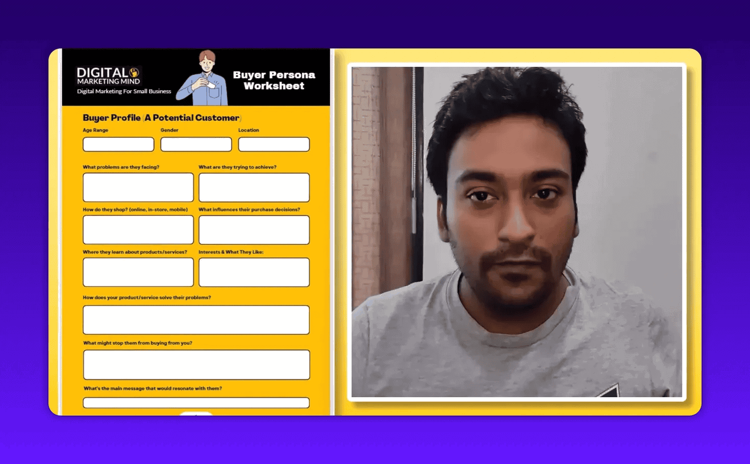 Buyer persona worksheet mapped to the search queries a business should target