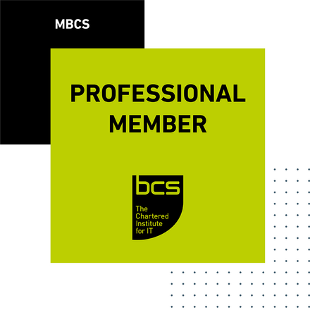 BCS Professional Member grade graphic, showing the post-nominal MBCS