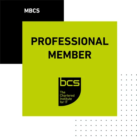 BCS Professional Member grade graphic, showing the post-nominal MBCS