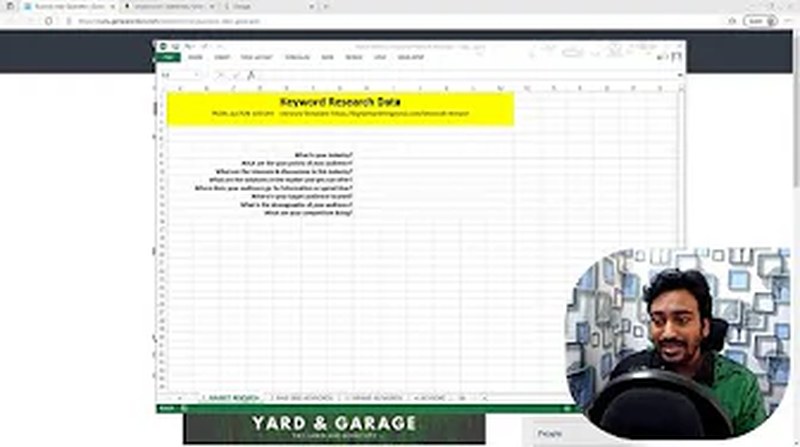 Keyword research brainstorming spreadsheet template for organizing seed keywords