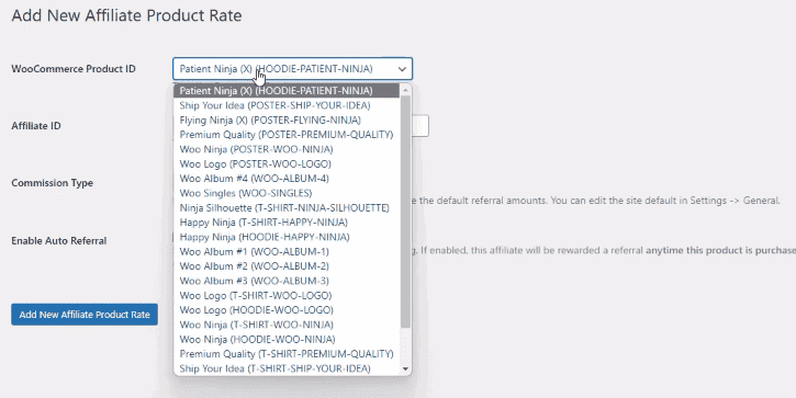 You can setup commission rate for each user