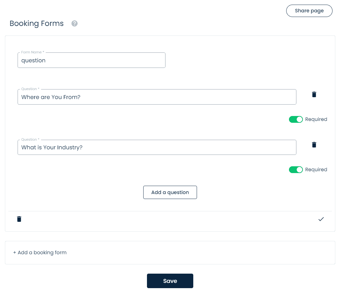 Booking forms