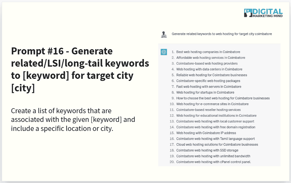 Generate keywords for a target city