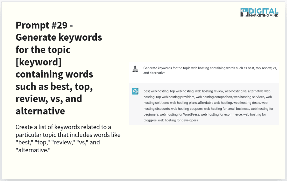 Generating keywords containing specific topics