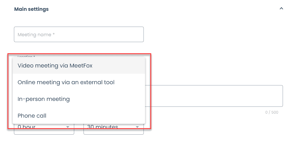 Meetfox types