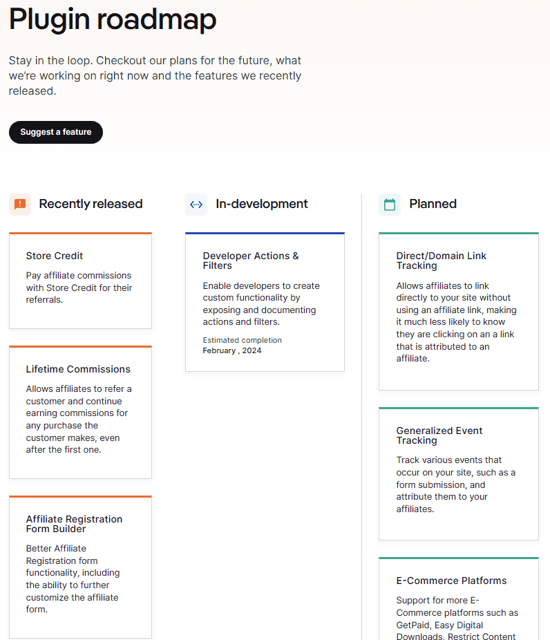 SolidAffiliate Plugin Roadmap