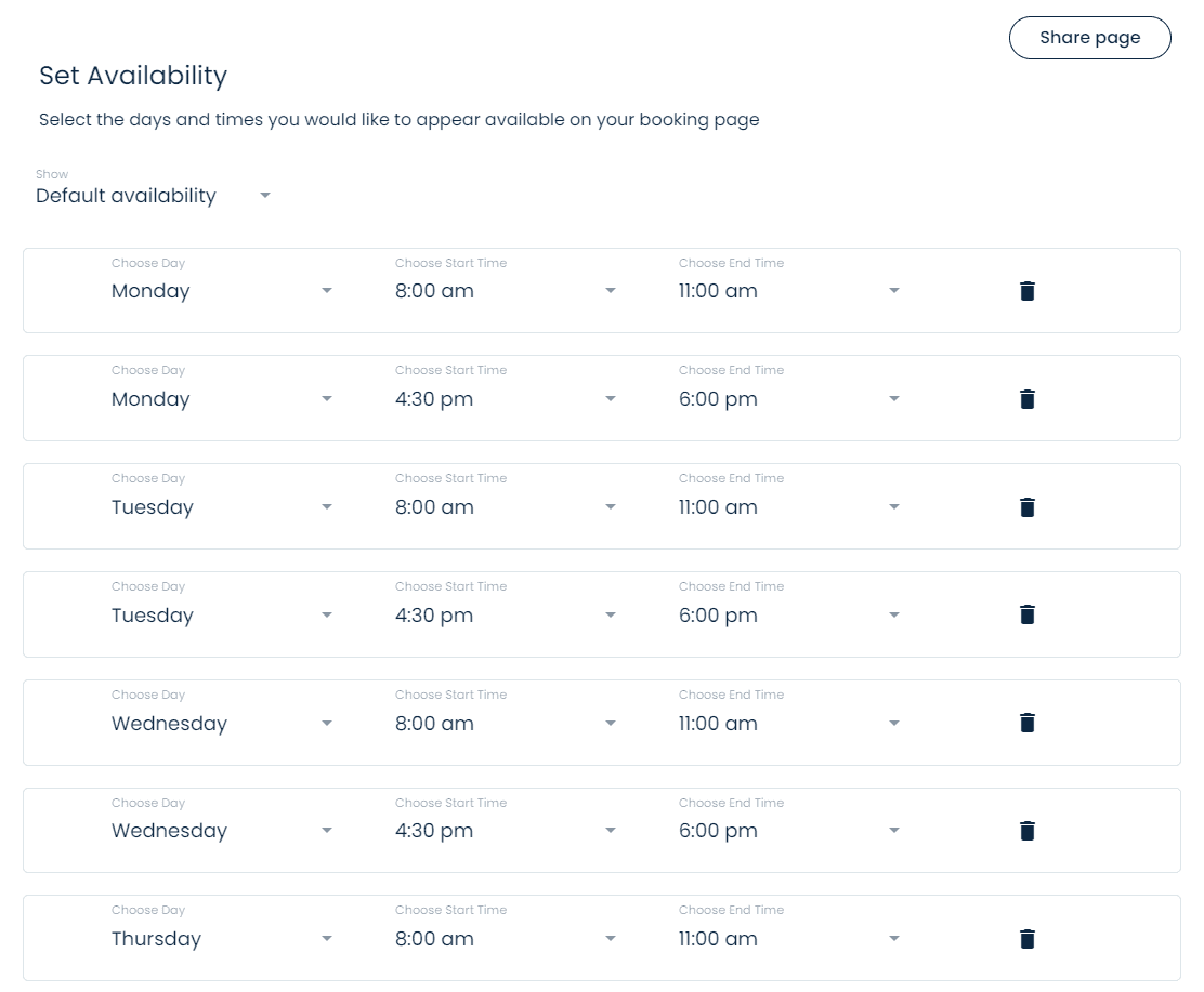 Set Availability