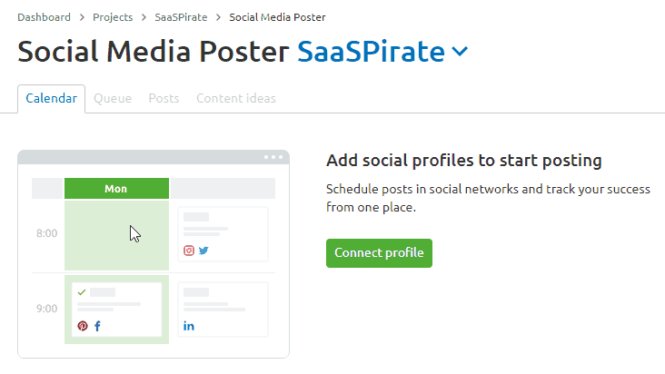 You can schedule posts to your social network profiles