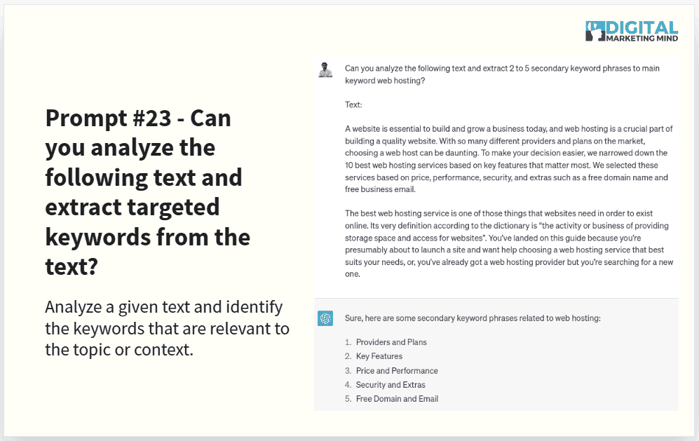 Extracting target keywords from text