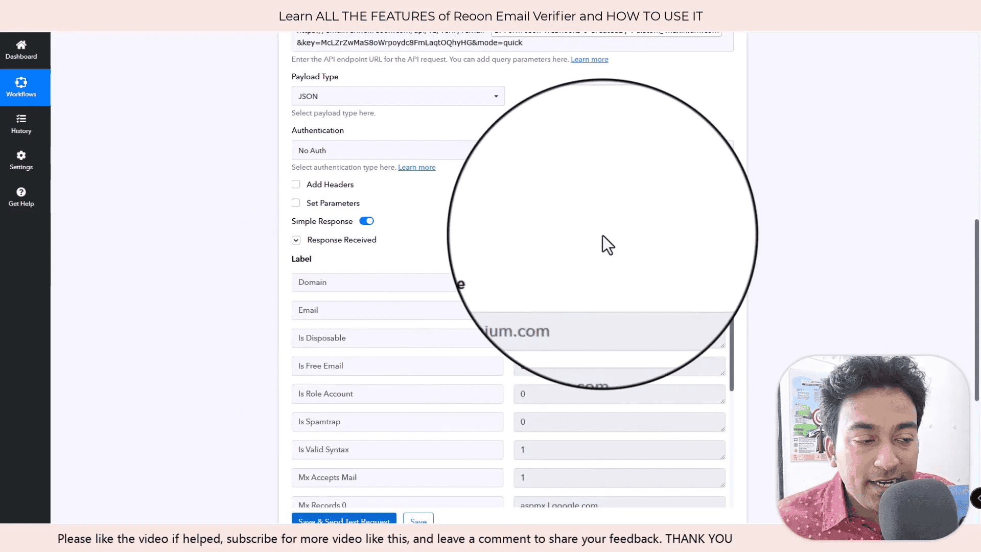 Verifying email through the Reoon API