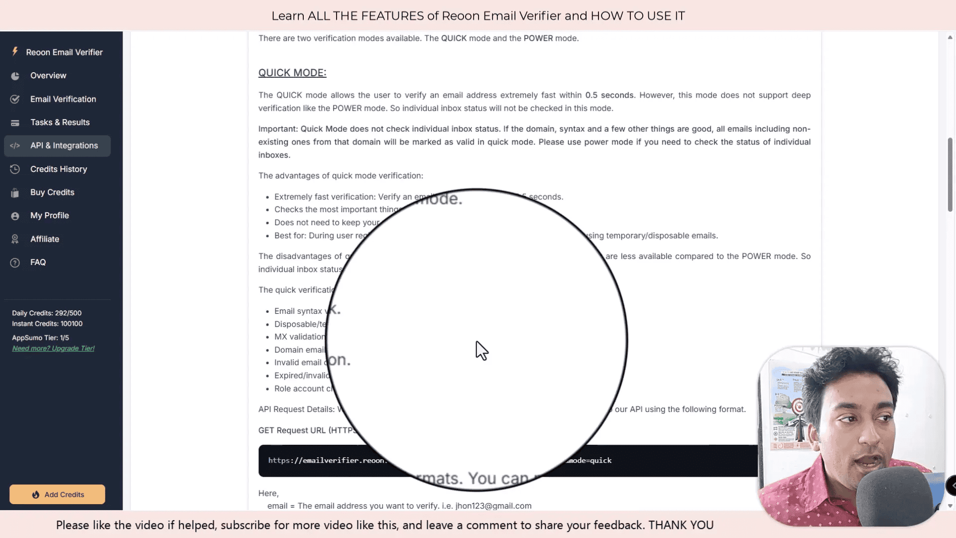 Documentation for API usage