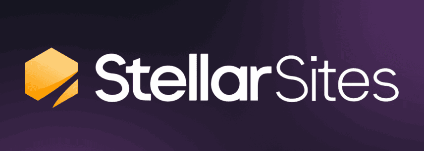 StellarSites logo: hexagon with a slash and the words "StellarSites" in white. StellarSites logo: hexagon with a slash and the words "StellarSites" in white.