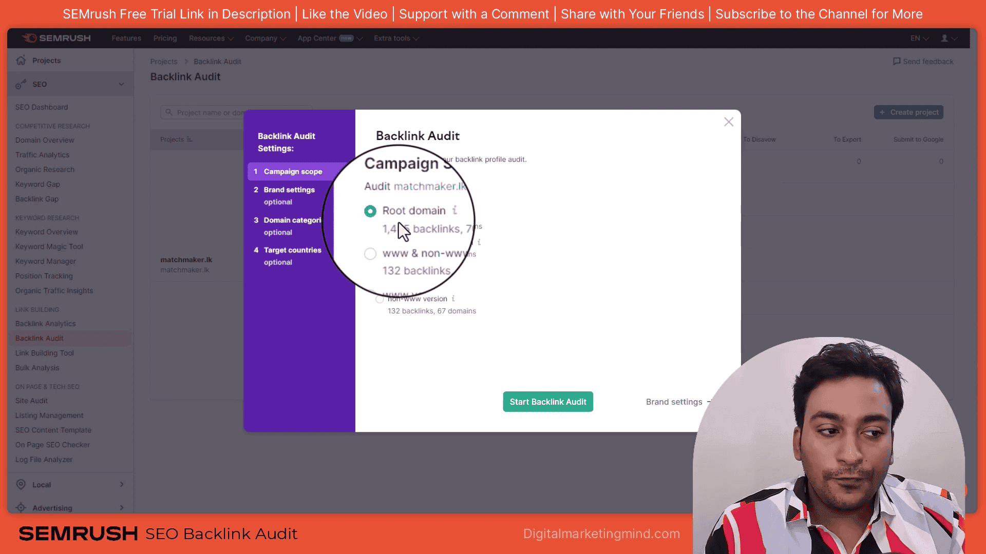 Semrush SEO backlink audit