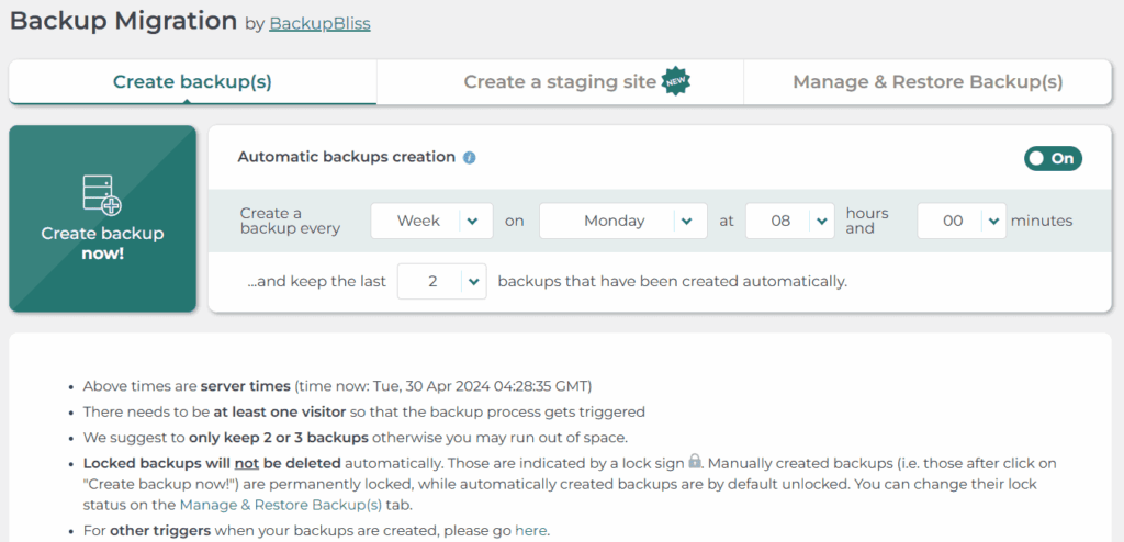 Schedule Automatic Backups