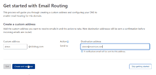 Custom email address CloudFlare
