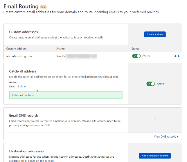 Cloudflare Email Routing Options