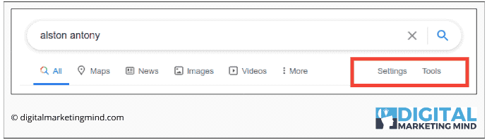Search engine settings, tools and advanced filters
