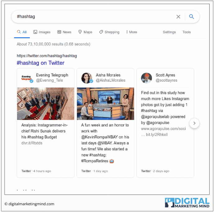 Social media snippets in SERP results